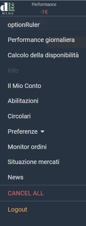 come funziona il menu di directa dlite broker